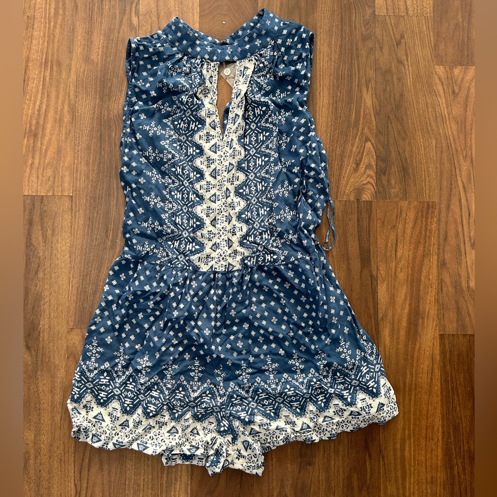 Blue and White Romper